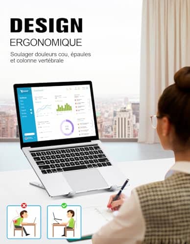 Vue detaillee 2 du produit Support ordinateur portable réglable ergonomique Babacom