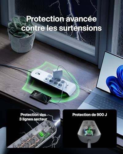 Vue detaillee 2 du produit Multiprise parafoudre protection 900 j Belkin