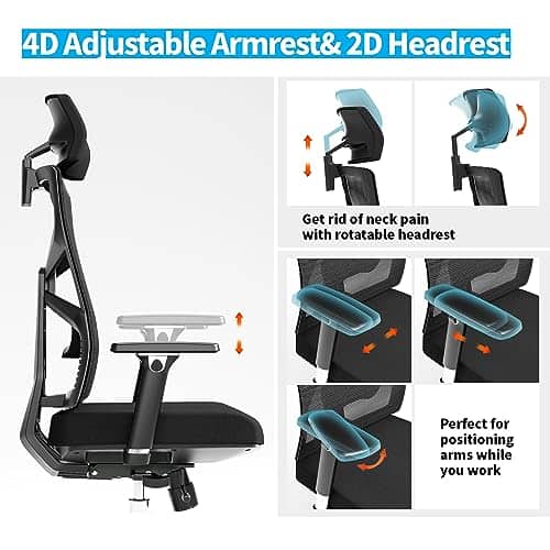 product-HOLLUDLE-Chaise-de-Bureau-Ergonomique-avec-Dossier-Adaptable,-Fauteuil-D'ordinateur-avec-Accoudoirs-4D,-Profondeur-D'assise-Réglable,-Soutien-Lombaire-et-Appui-tête-2D,-Siège-de-Travail-Exécutif,-Noir-3.jpg