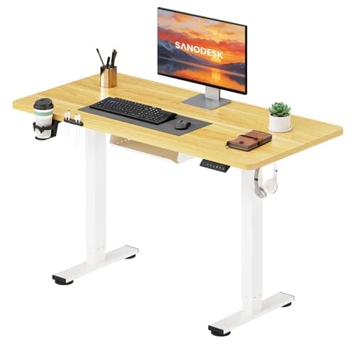 product-SANODESK-Bureau-Assis-Debout-Électrique-Plateau-Complet,-Bureau-Debout-Réglable-en-Hauteur-avec-Système-Anti-Collision,-Fonction-Mémoire-4-Hauteurs-avec-Crochet-et-Boîte-de-Rangement,110x54cm,-Érable-0.jpg