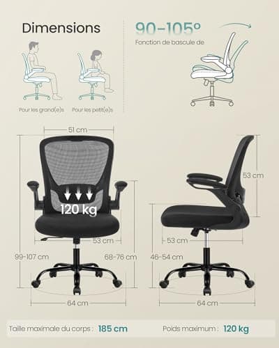 Chaise bureau ergonomique soutien lombaire SONGMICS