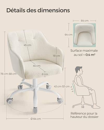 Vue detaillee 2 du produit Chaise de bureau ergonomique gain de confort SONGMICS