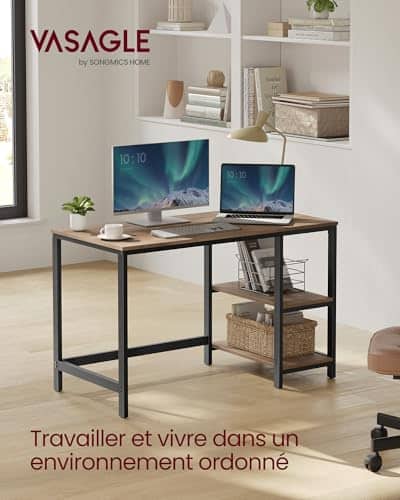 Vue detaillee 2 du produit Bureau surface spacieuse étagères modulables VASAGLE