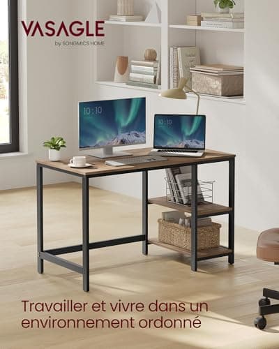 Bureau surface spacieuse étagères modulables VASAGLE