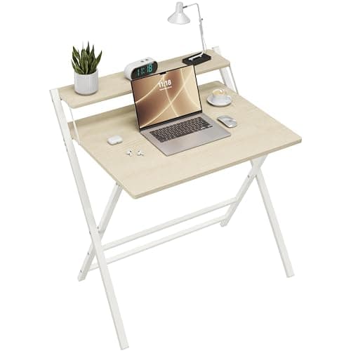 Yaheetech Bureau Pliable 80cm en L avec Étagère Surélevée