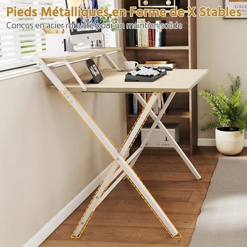 product-Yaheetech-Bureau-d'Ordinateur,-Bureau-Pliable-80cm-en-L,-Table-d'écriture-avec-Petit-Étagère-Surélevée-et-Pieds-en-Forme-X,-pour-Chambre-Salon-d'étude-Petits-Espaces,-Bois-Clair,-80×50×74,5cm-4.jpg